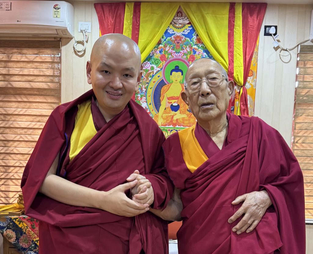 H.E. Kundeling Tatsak Rinpoche with H.E. Kalsang Choekyi Wangchuk at Kundeling Ladrang